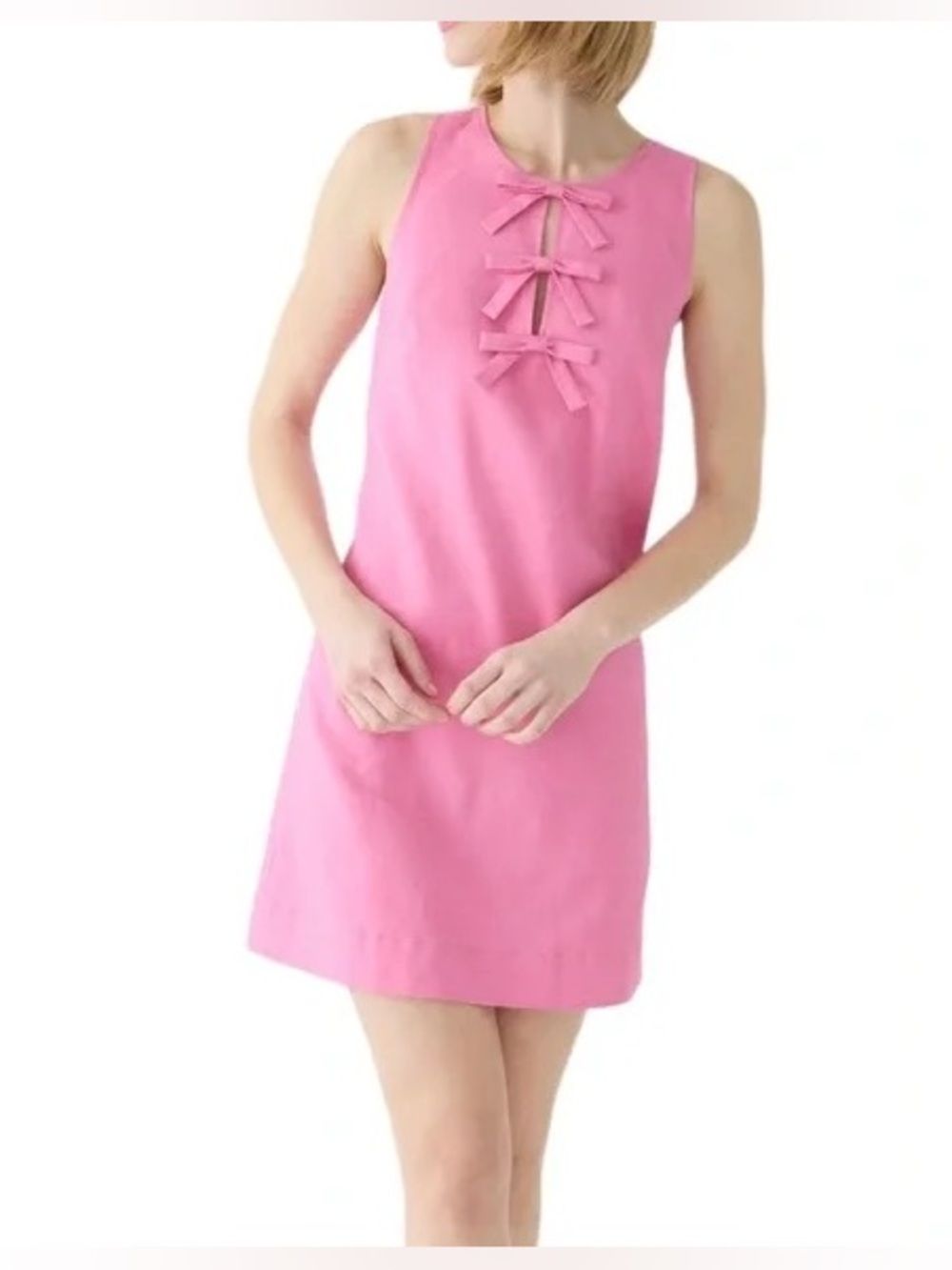J. Crew Pink Sleeveless Bow Shift Dress - Picture 2 of 11